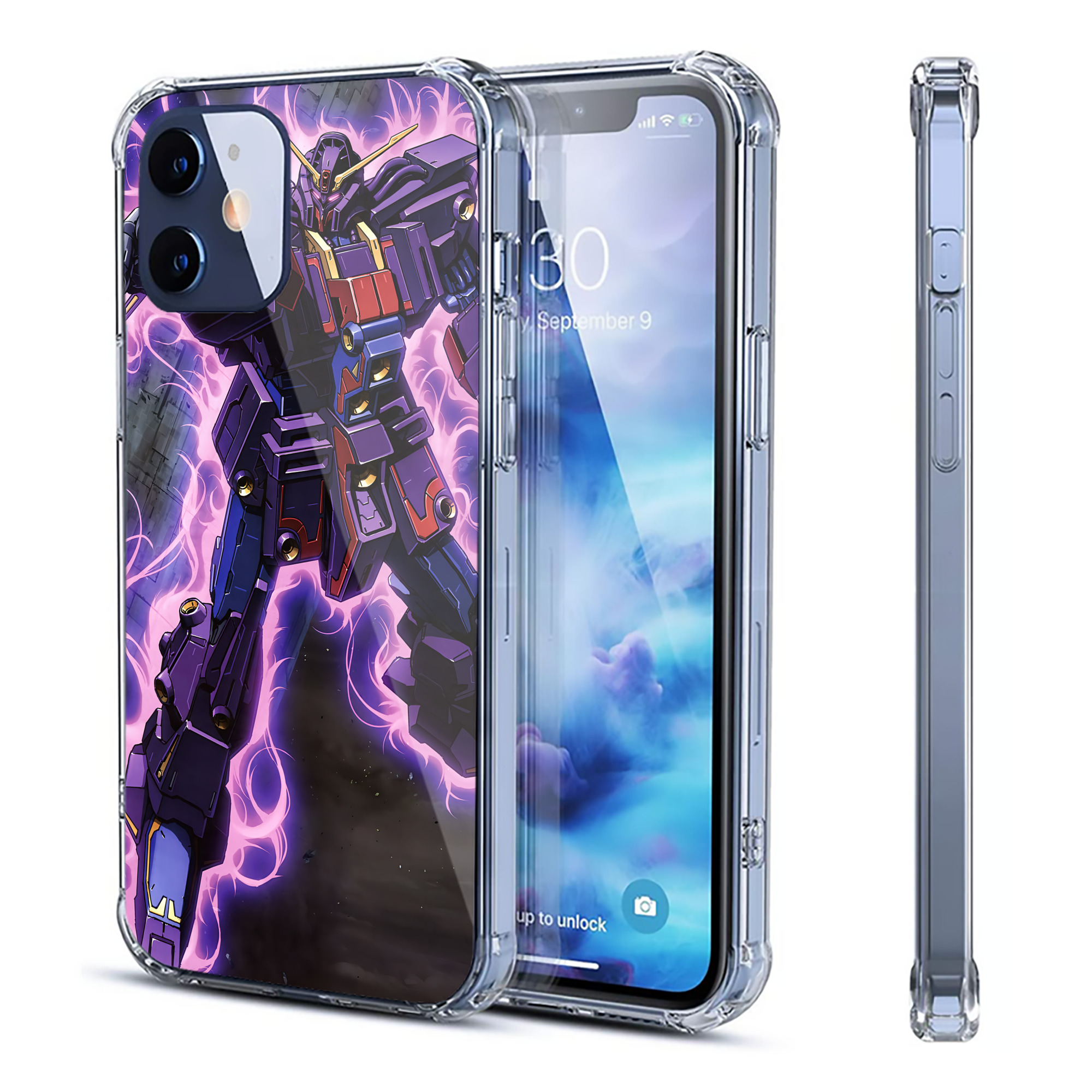 （画像用） 機動戦士ガンダム Mobile Suit Gundam 【iPhone 12シリーズ対応】透明スマホケース（クリアソフトケース）